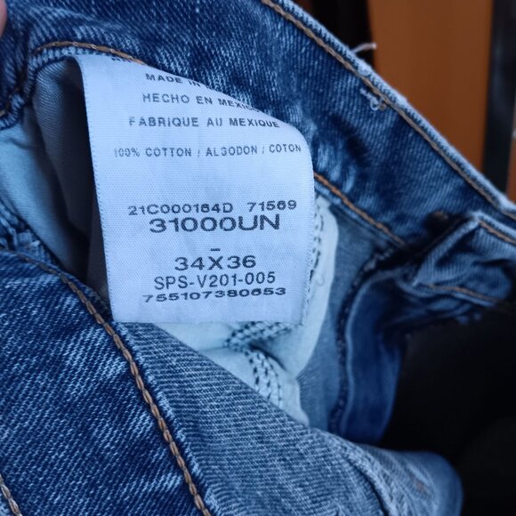 Wrangler Mens 34x36 Jeans Rugged Wear Relaxed Fit Blue Denim Distress Fade - Picture 5 of 5